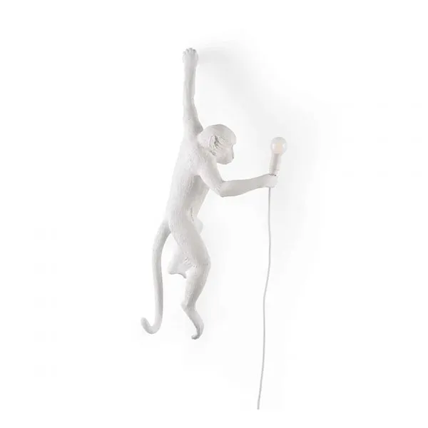 Monkey Hanging Left Wall Lamp White