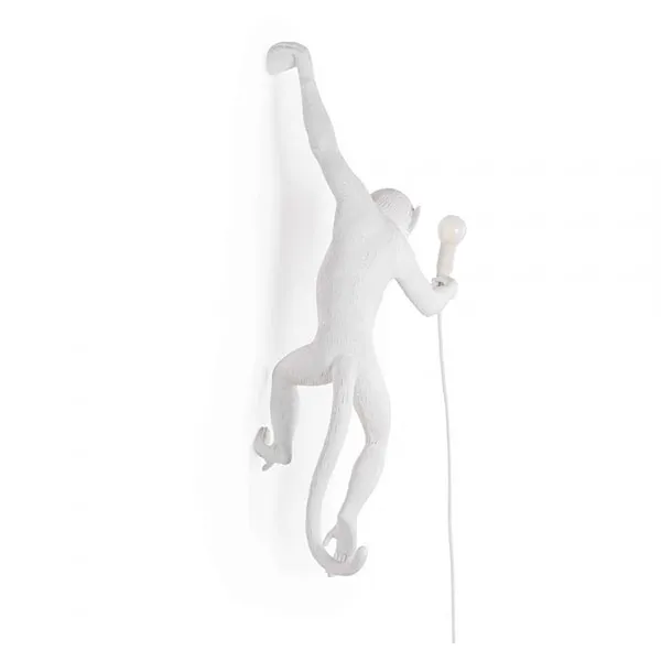 Monkey Hanging Left Wall Lamp White