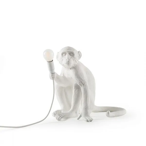 Monkey Sitting Table Lamp White