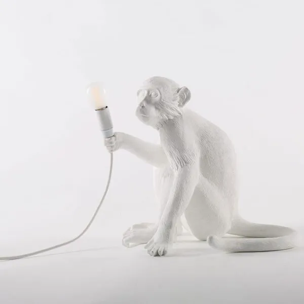 Monkey Sitting Table Lamp White