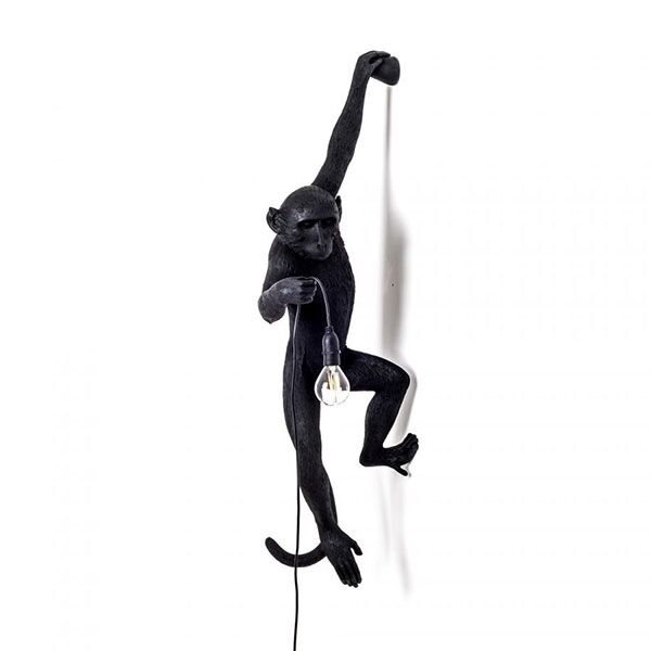 Monkey H&auml;ngande V&auml;nster V&auml;gglampa Svart Utomhus