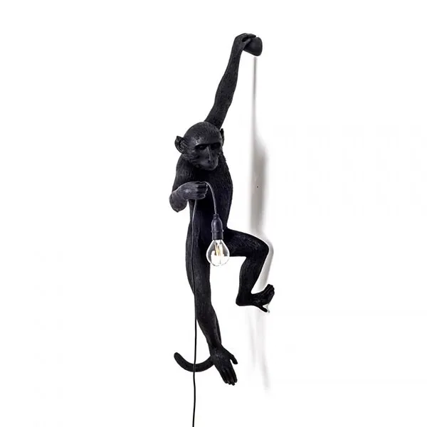 Monkey Hanging Left Wall Lamp Black Outdoor