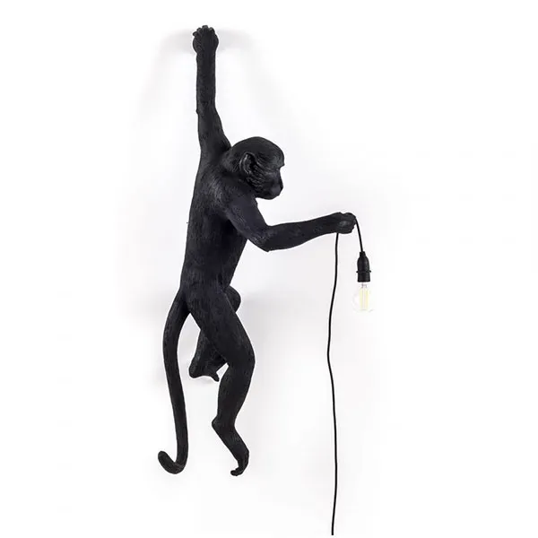 Monkey Hanging Left Wall Lamp Black Outdoor
