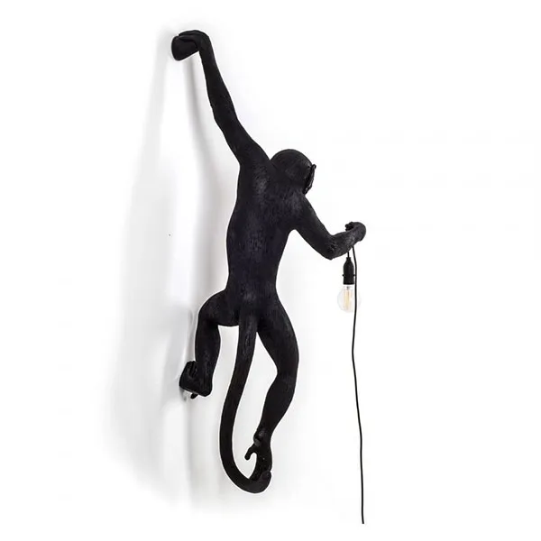 Monkey Hanging Left Wall Lamp Black Outdoor
