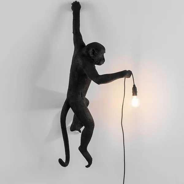 Monkey Hanging Left Wall Lamp Black Outdoor