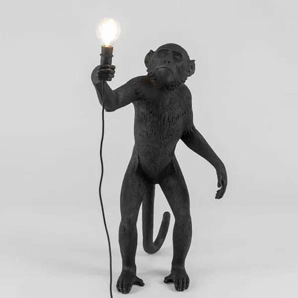 Monkey Standing Table Lamp Black Outdoor