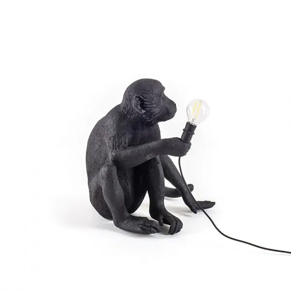 Monkey Sitting Table Lamp Black Outdoor