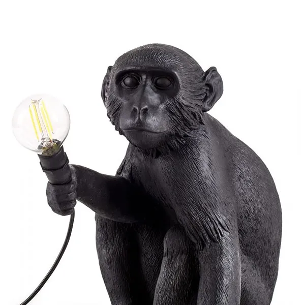 Monkey Sitting Table Lamp Black Outdoor