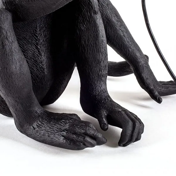 Monkey Sitting Table Lamp Black Outdoor
