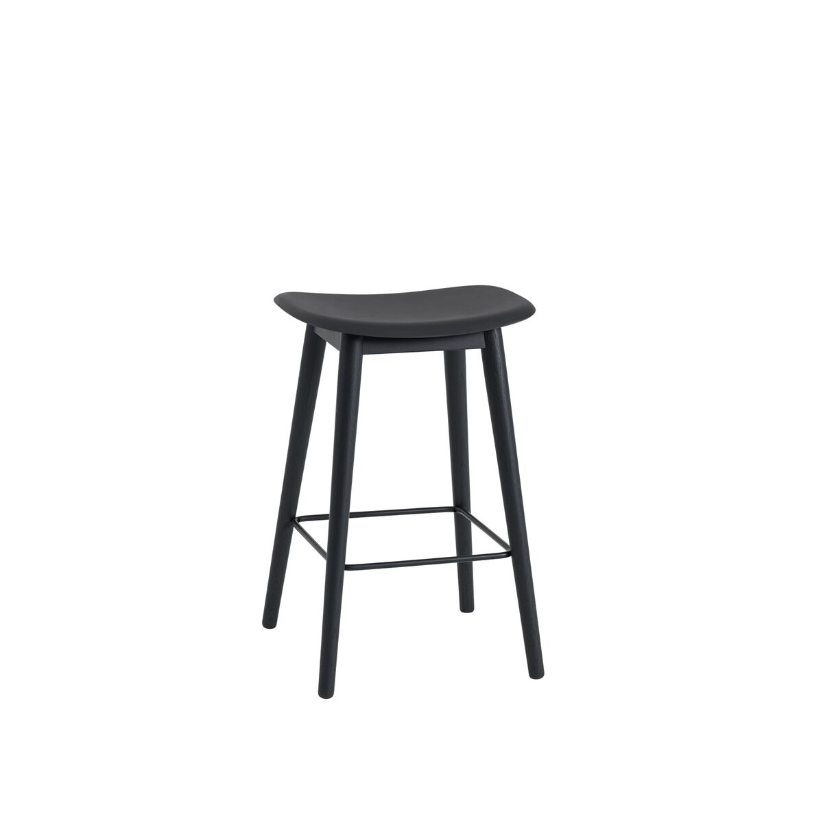 Fiber Bar Stool w. Wood Base Black/ Black H66 cm