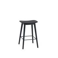 Fiber Bar Stool w. Wood Base Black/ Black H66 cm