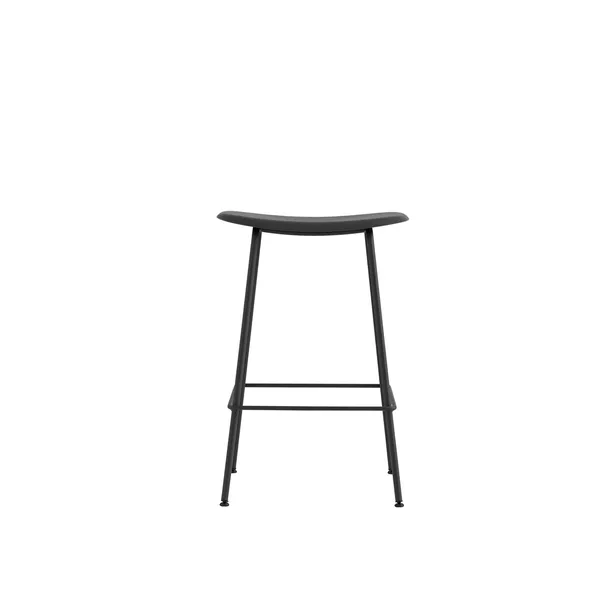 Fiber Barstol med Træ Base Sort/Sort H66 cm