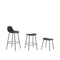 Fiber Bar Stool w. Wood Base Black/ Black H66 cm