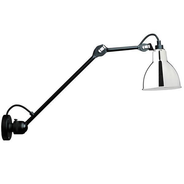 N304 L40 V&auml;gglampa Matt Svart & Krom Fastkopplad
