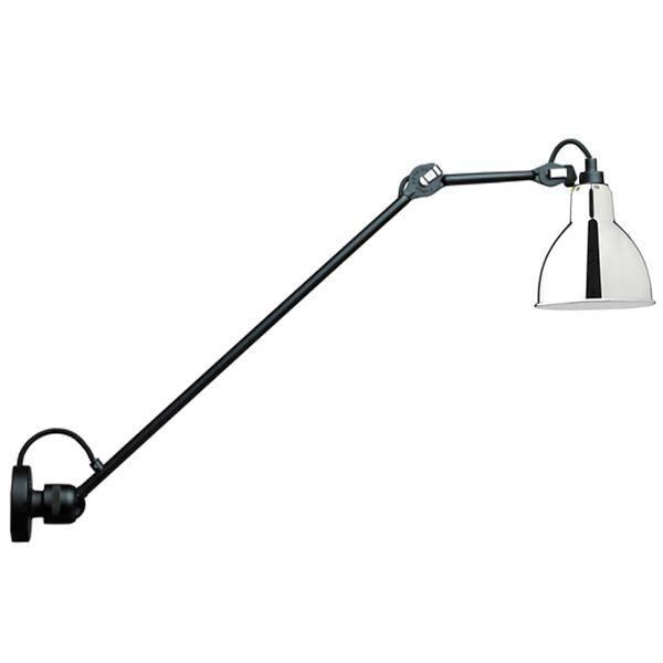 N304 L60 V&auml;gglampa Matt Svart & Krom Fastkopplad