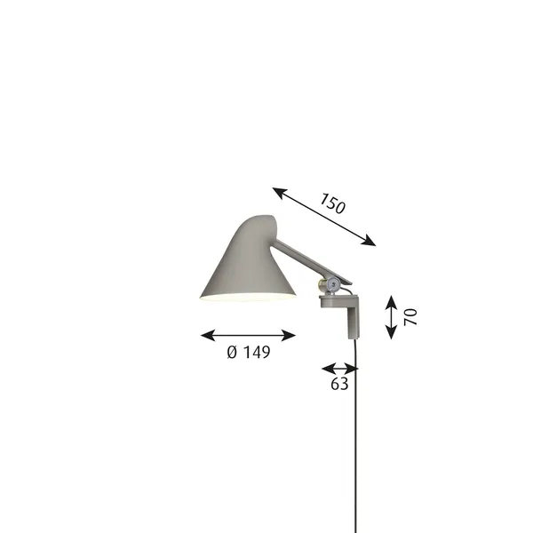 Applique NJP Braccio Corto 2700K Luce Alluminio/ Grigio