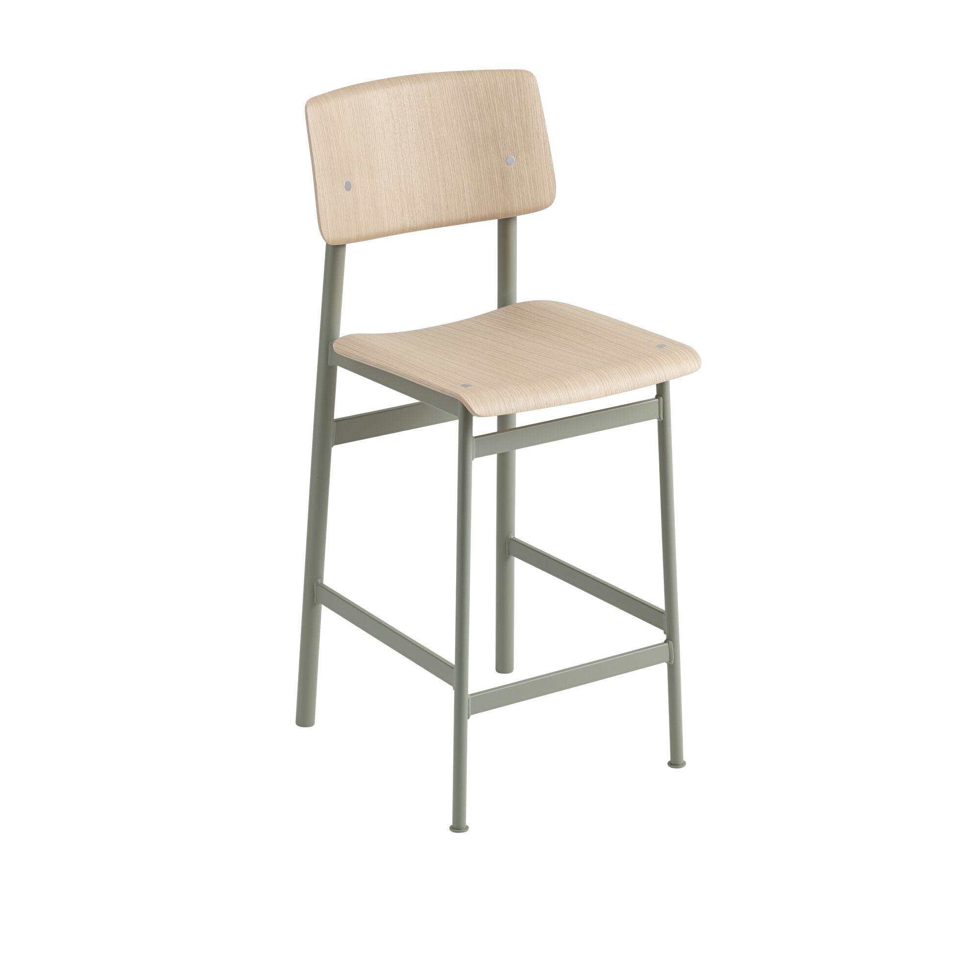 Loft Barstol Eg/Støvet Grøn H98,5