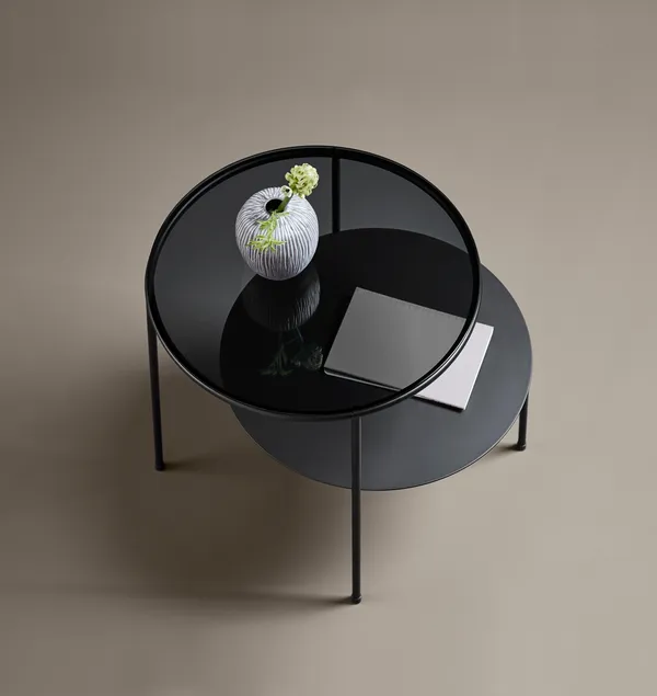 Duo Coffee Table Black/ Dark Smoked Glass