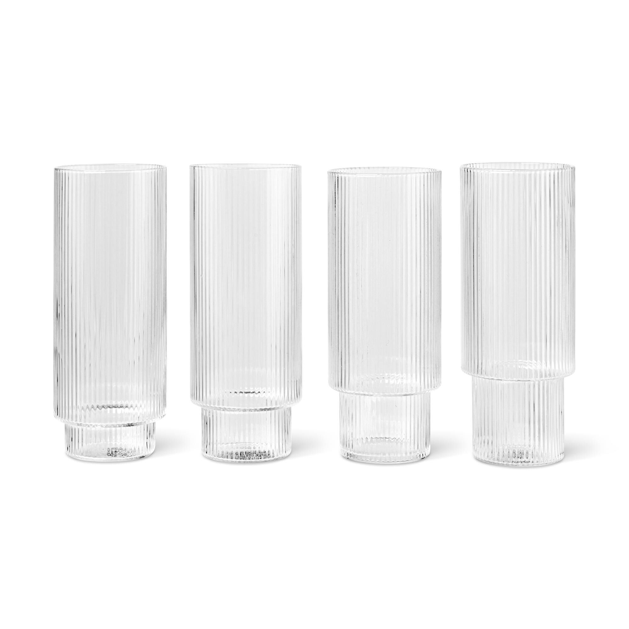 Ripple Long Verre à Boire Ensemble de 4 Transparent