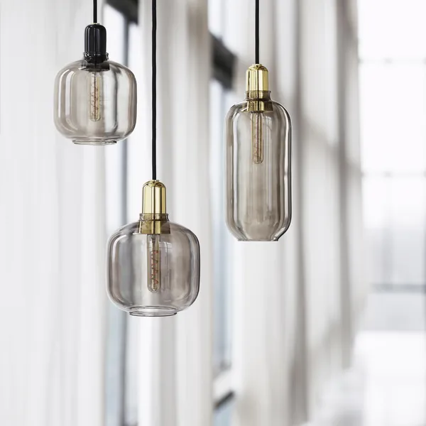 Amp Pendant Small Smoke-coloured/Brass