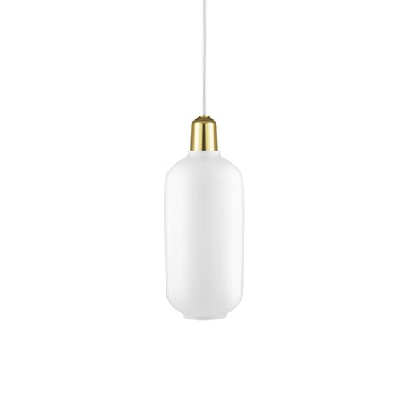 Amp Lampadario Grande Ottone/Bianco