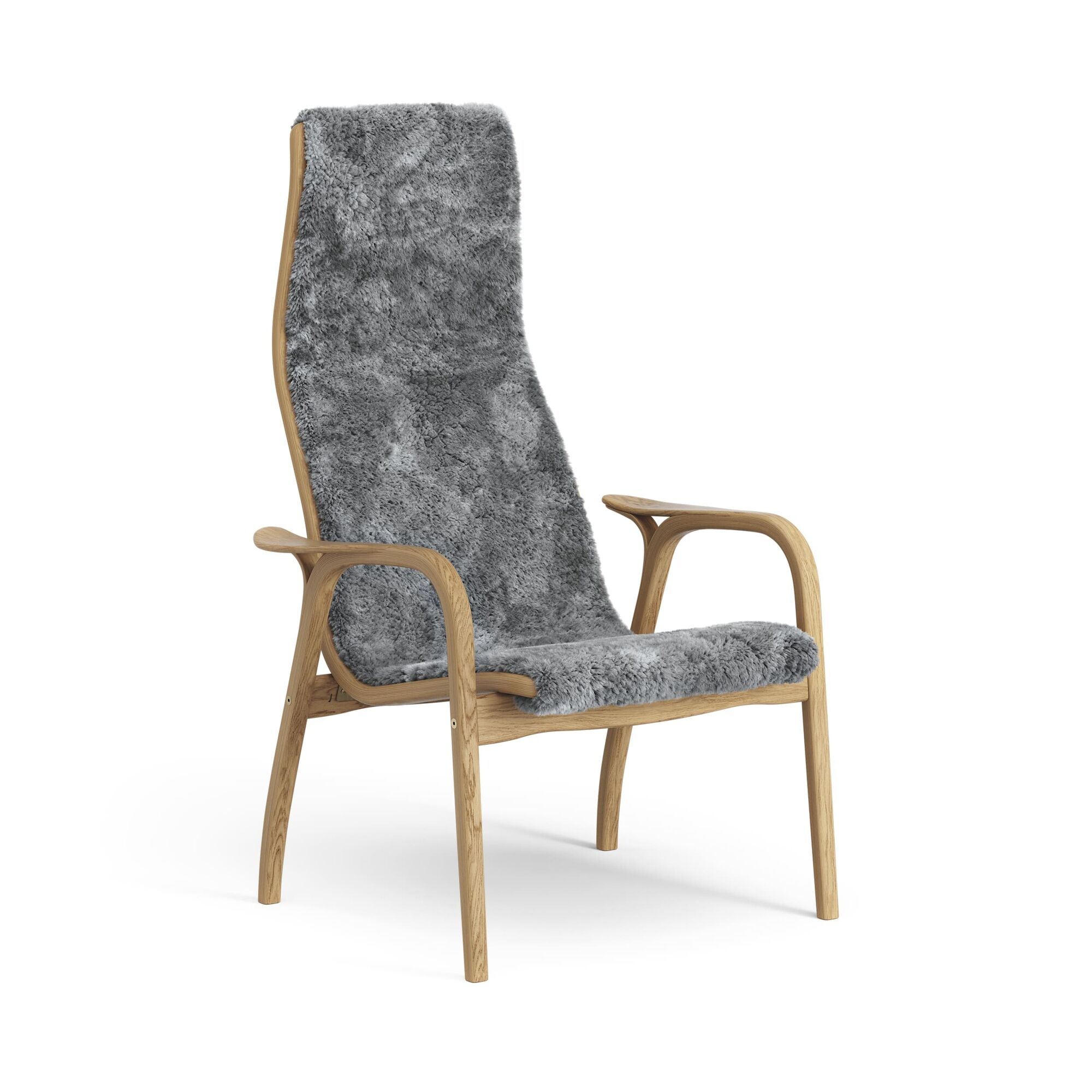 Lamino Fauteuil Haut Chêne Huilé/Scandinavian Grey/Peau de Mouton