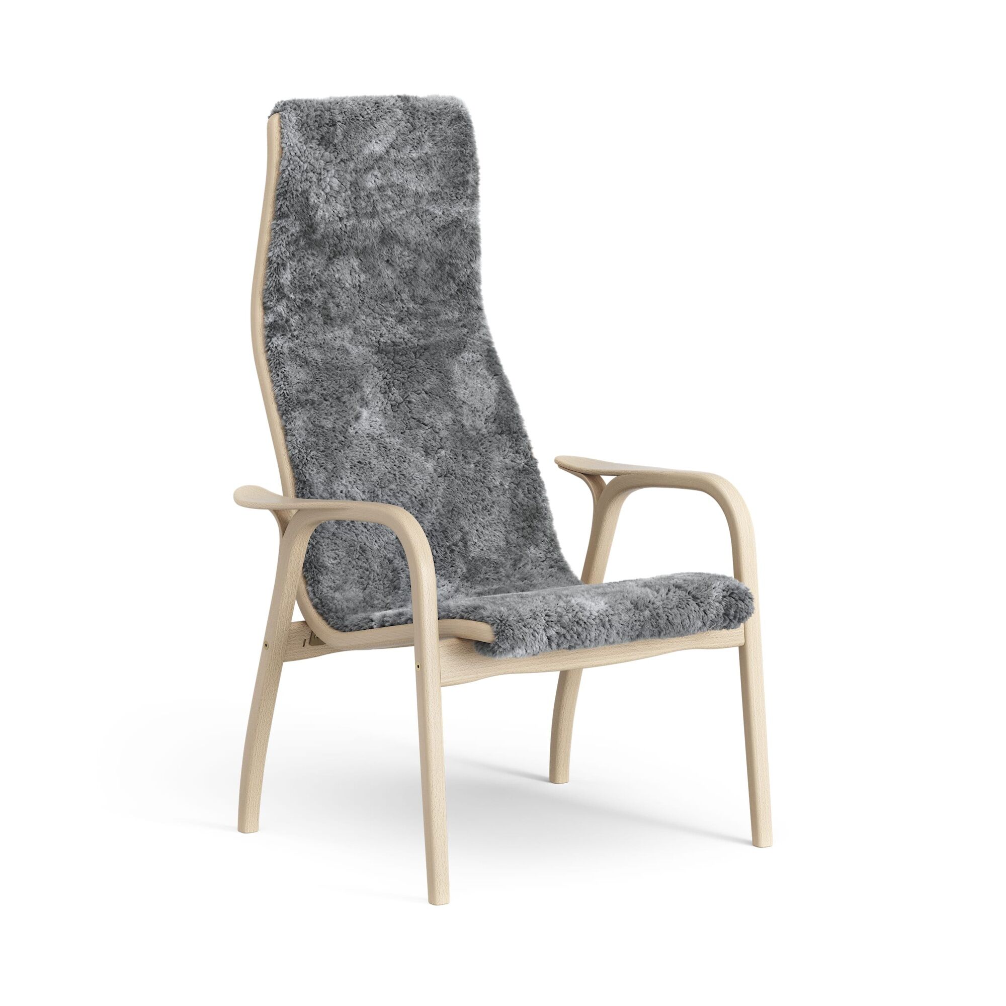 Lamino Lenestol Høy Lakkert Bøk/Scandinavian Grey/Fåreskinn