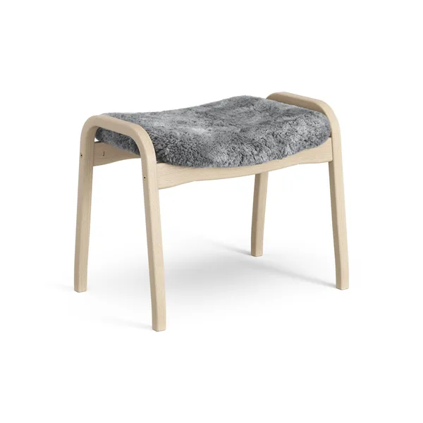 Lamino Voetenbank Gelakt Beuken/Scandinavian Grey/Schapenhuid
