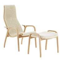Lamino Footstool Lacquered Beech/Moonlight/Sheepskin