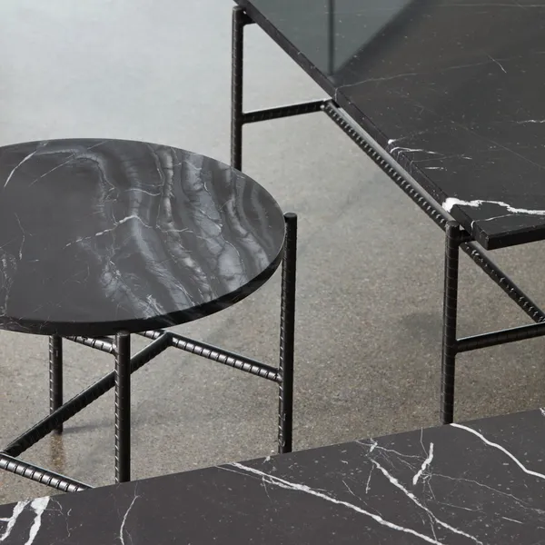 Rebar Side Table Ø45 Black Marble