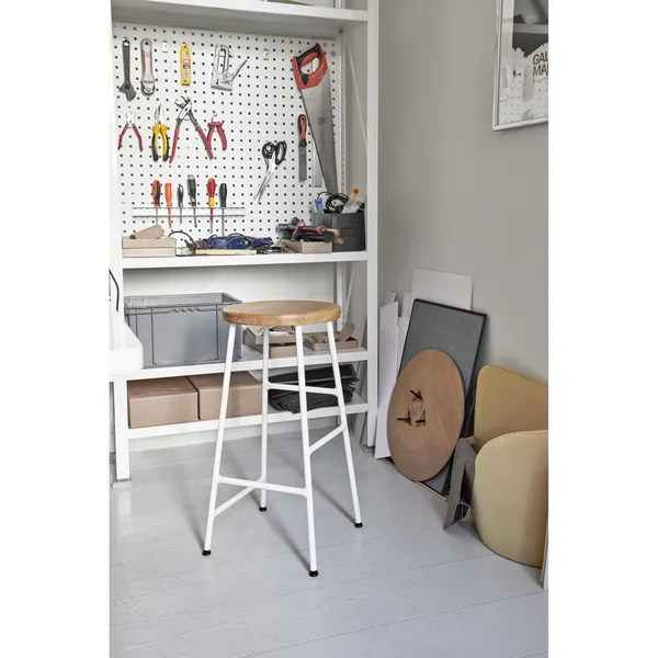Barkruk Cornet H75 Crème/Wit Eikenhout