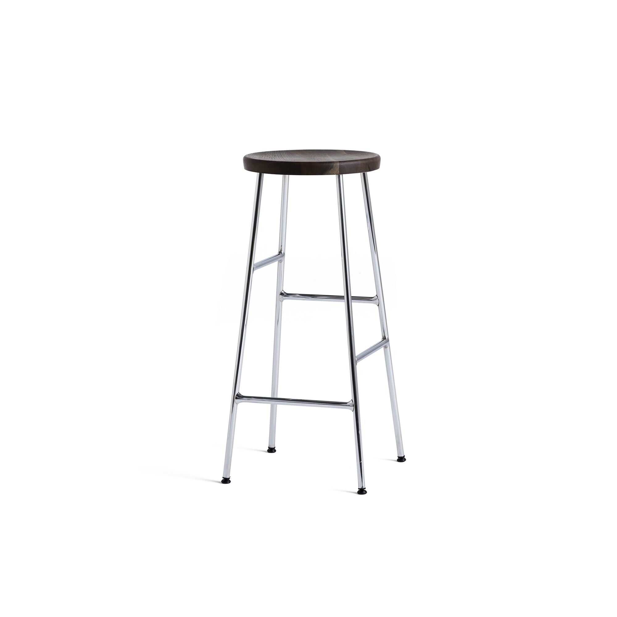 Cornet Tabouret de Bar H75 Chrome/Chêne Fumé