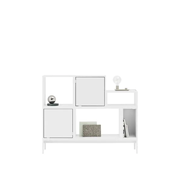 Stacked Shelving System With Back Plate Small White