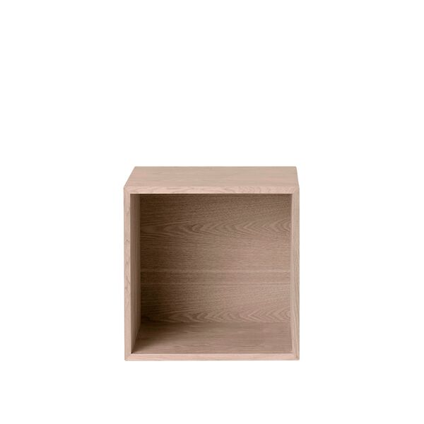 Stacked Shelving System With Back Plate Medium Oak