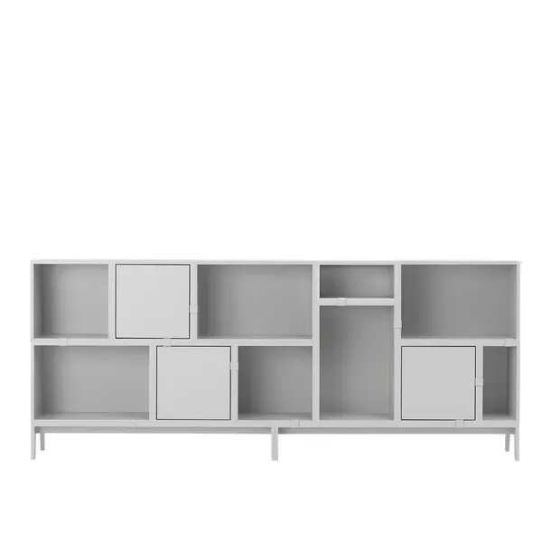 Stacked Shelving System With Back Plate Large Gray