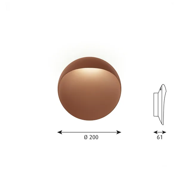 Flindt Wall/ Ceiling Light Ø20 2700K & Phase Dimmer Corten