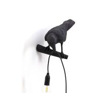 Bird Looking Left Wall Wall Lamp Black