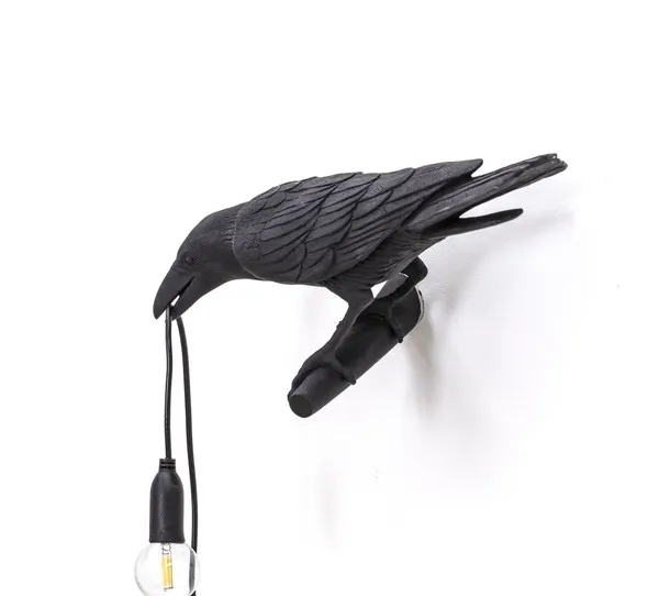 Bird Looking Left Wall Wall Lamp Black