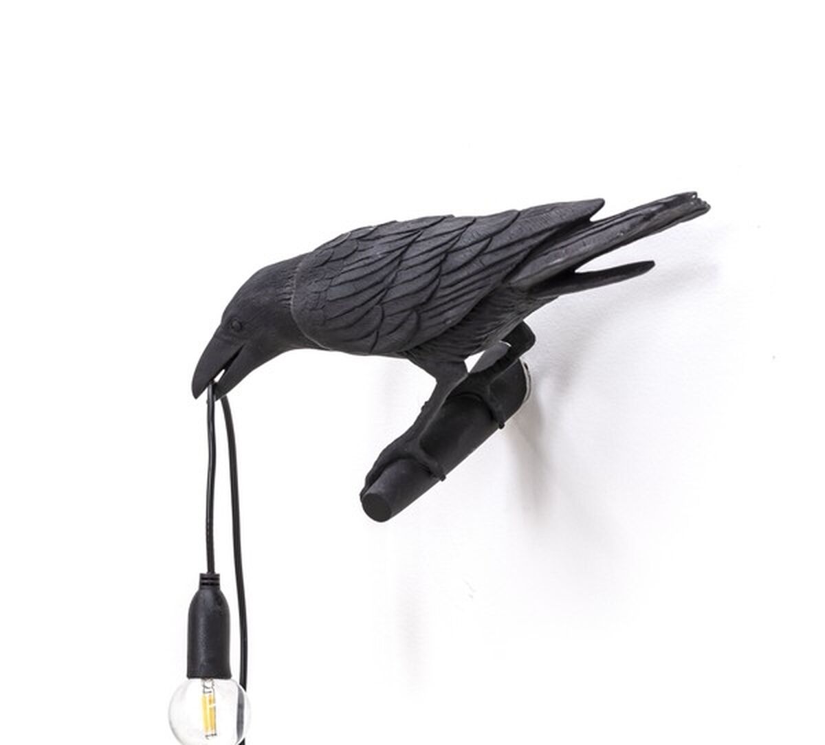 Bird Looking Left Wall Wall Lamp Black