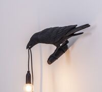 Bird Looking Left Wall Wall Lamp Black