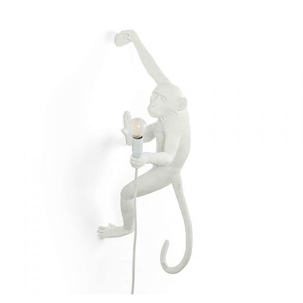 Monkey H&auml;ngande H&ouml;ger V&auml;gglampa Vit