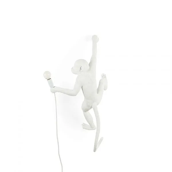 Monkey Hanging Right Wall Lamp White
