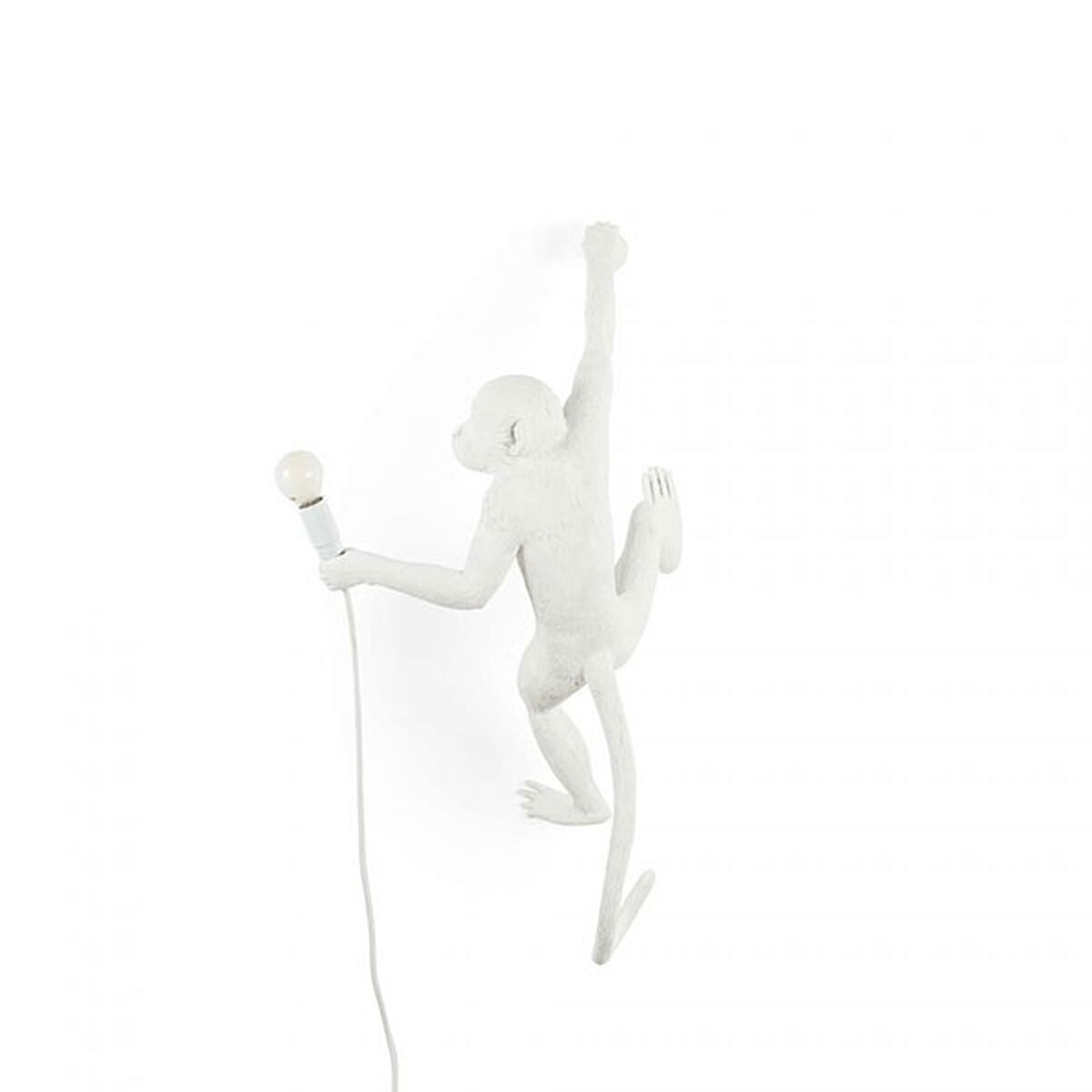 Monkey Hanging Right Wall Lamp White