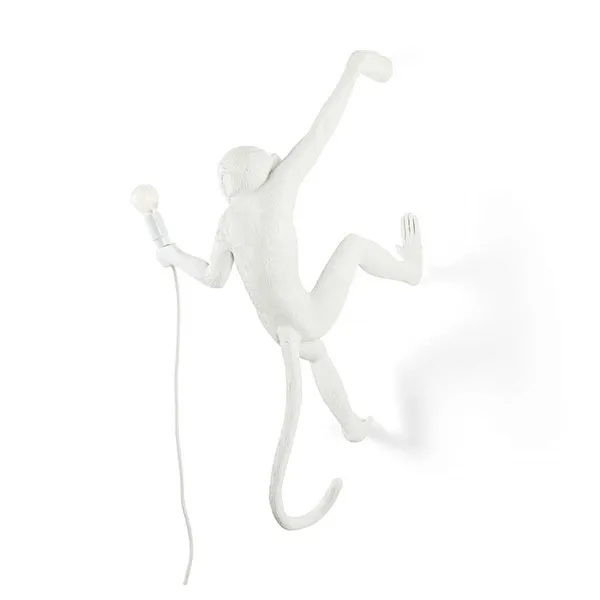 Monkey Hanging Right Wall Lamp White