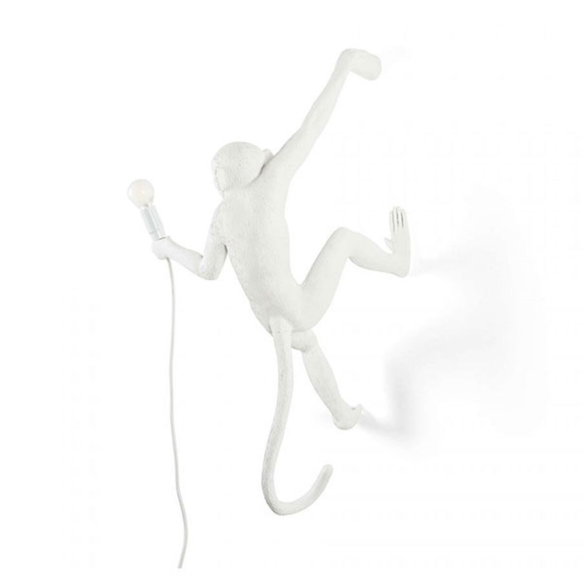 Monkey Hanging Right Wall Lamp White