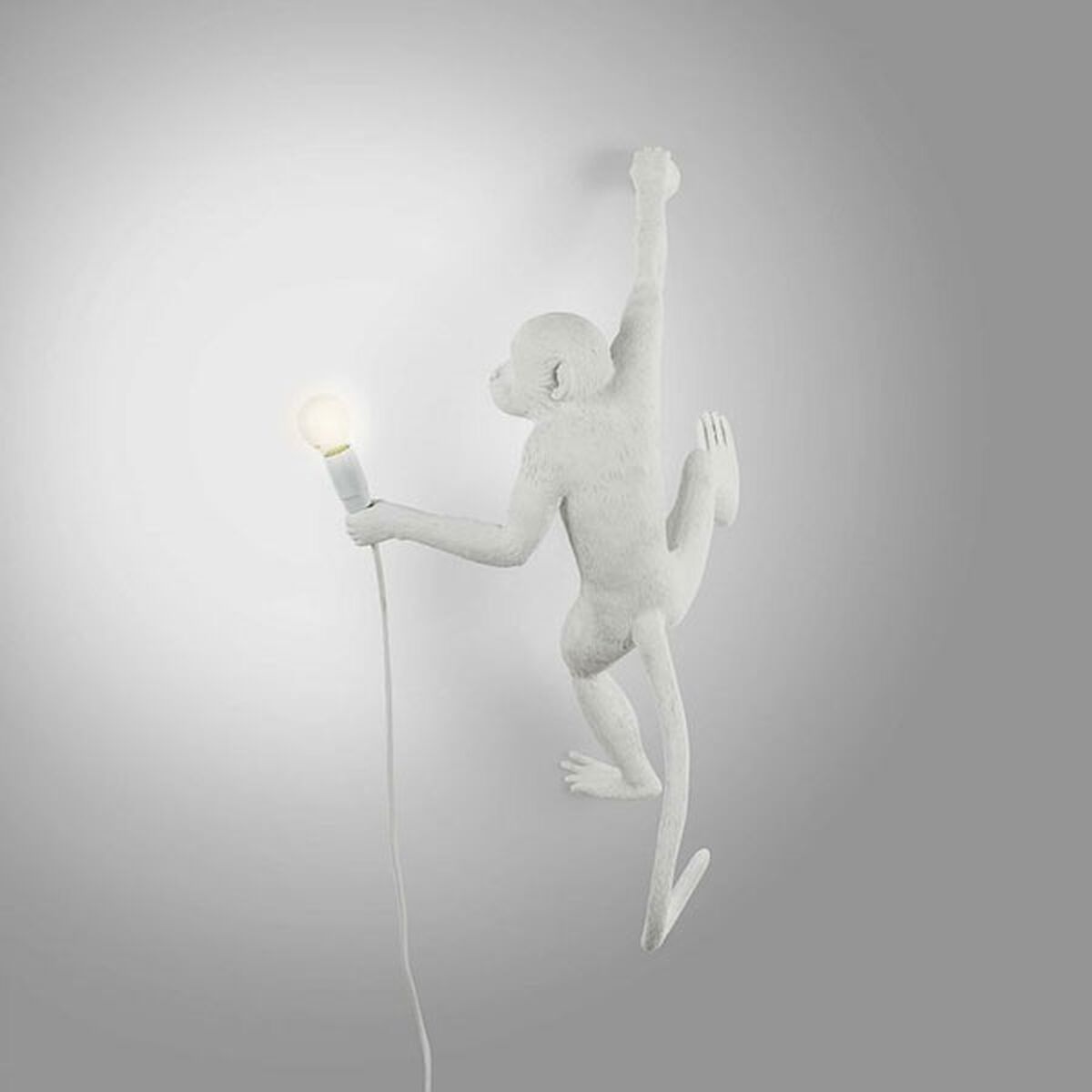 Monkey Hanging Right Wall Lamp White
