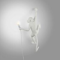 Monkey Hanging Right Wall Lamp White