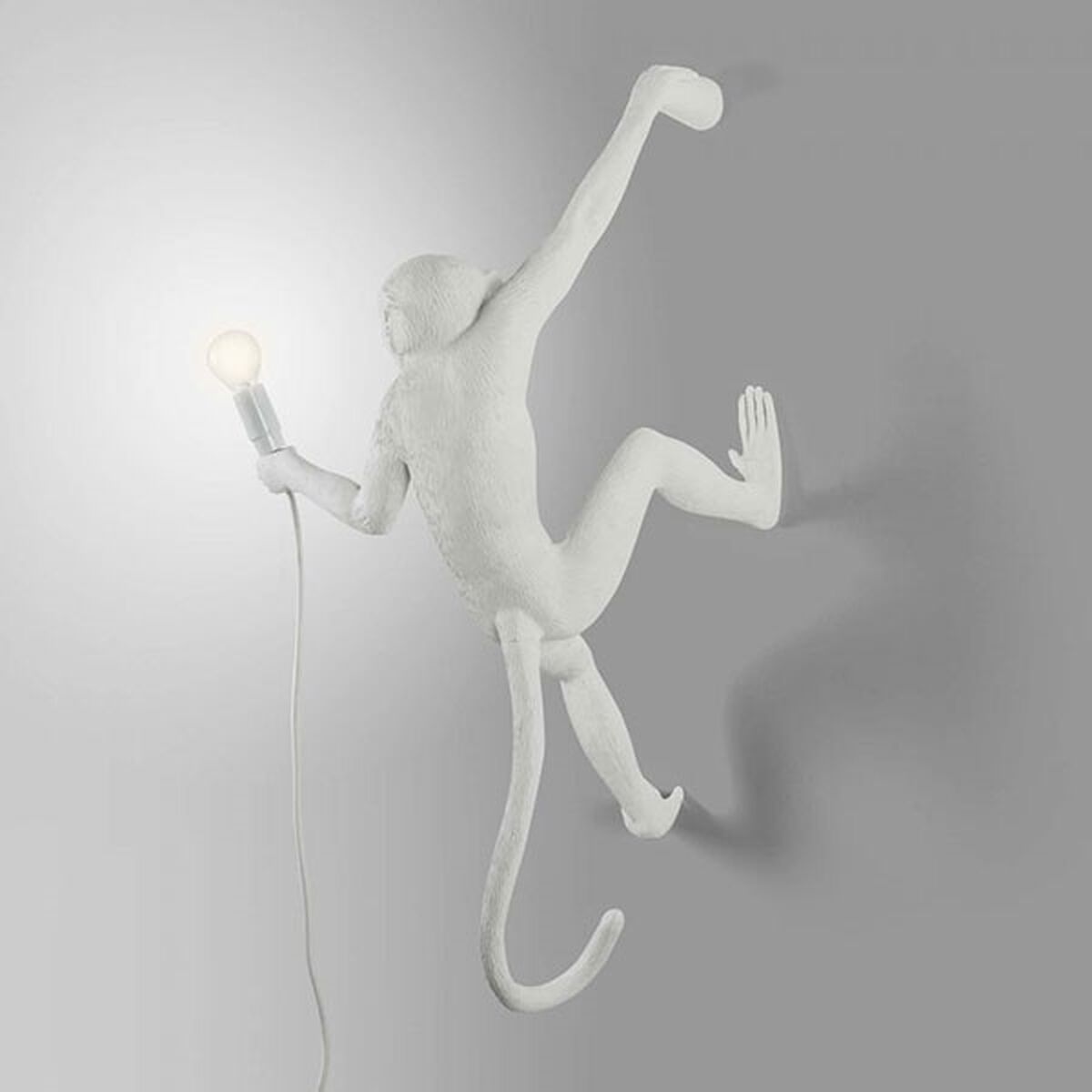 Monkey Hanging Right Wall Lamp White