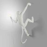 Monkey Hanging Right Wall Lamp White