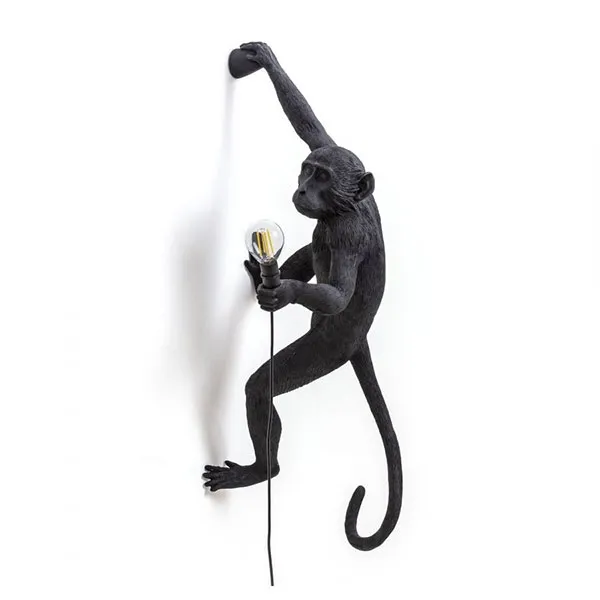 Monkey Hanging Right Wall Lamp Black Outdoor